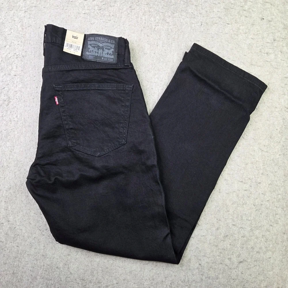 Levis 559 Relaxed Straight Jeans Mens 33x32 Black Denim 00559-0239 NEW